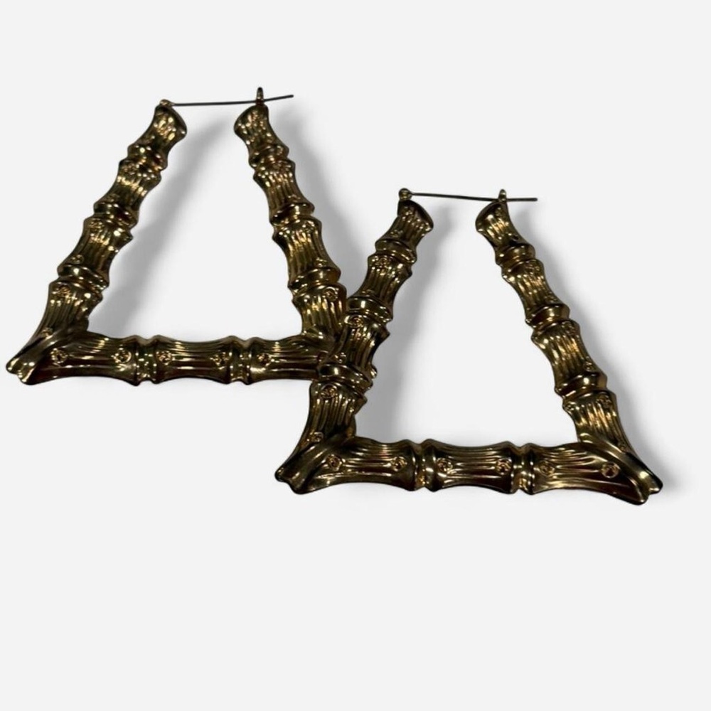Gold Bamboo Hoop Earrings